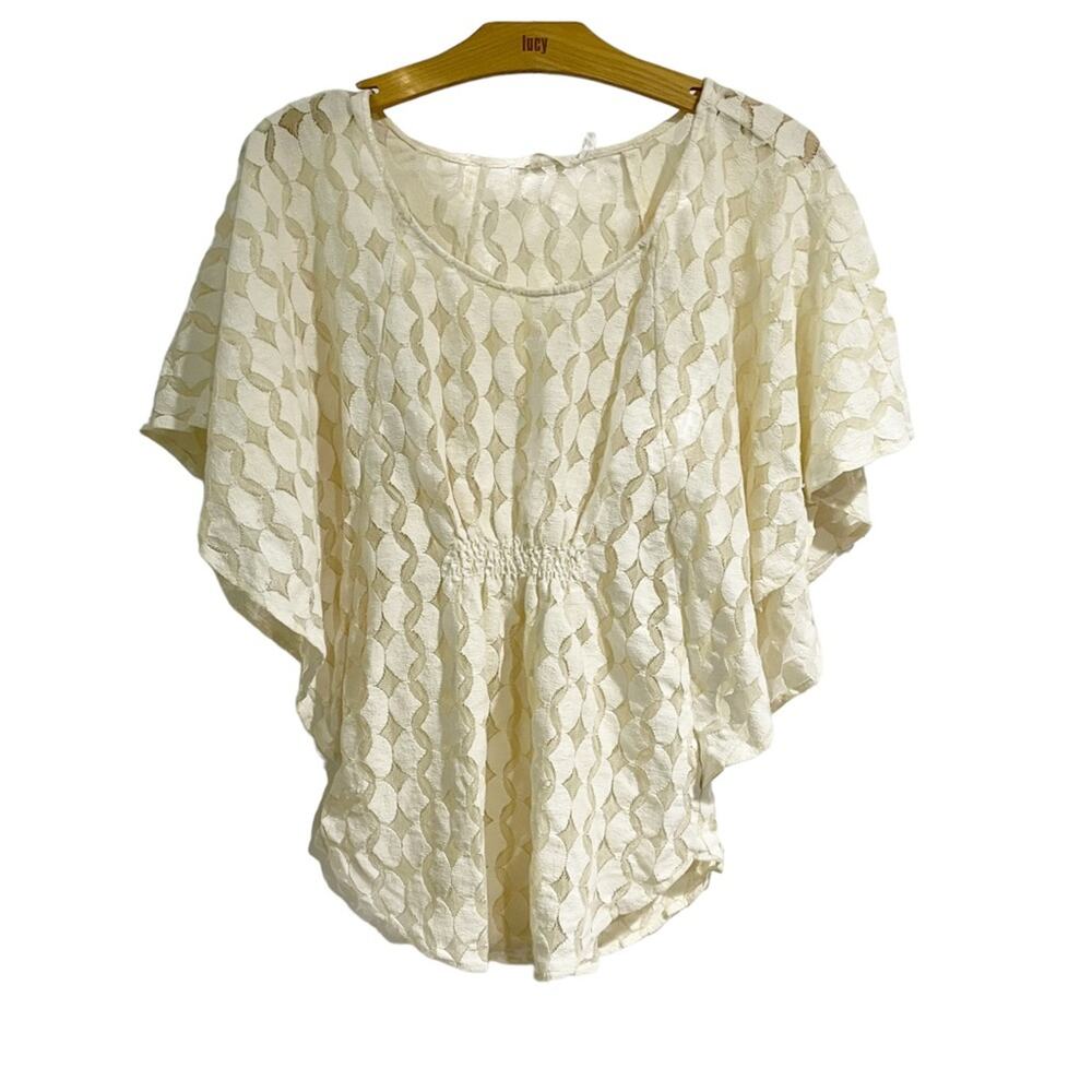The Addison Story Medium Lace Cream Flutter Sleeve Dress